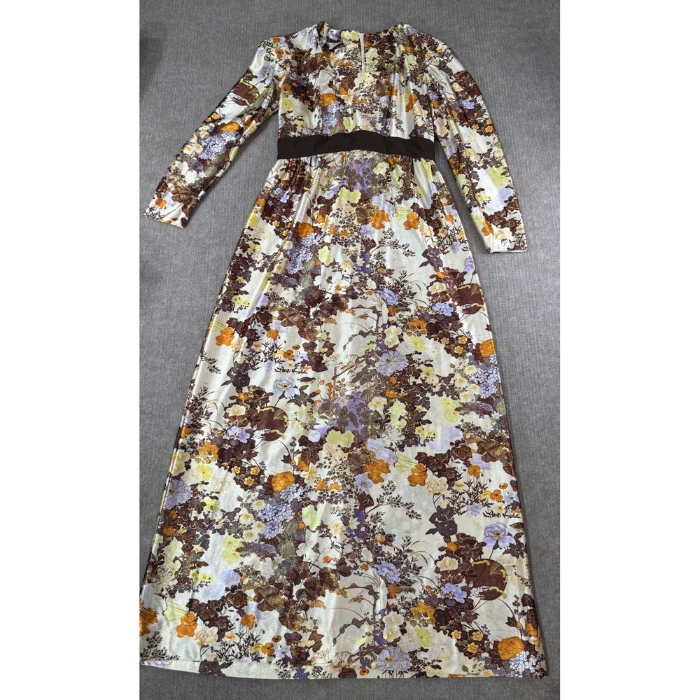 Vintage Leslie Fay S Floral Maxi Dress Cottage Empire Waist Babydoll Fairy Boho